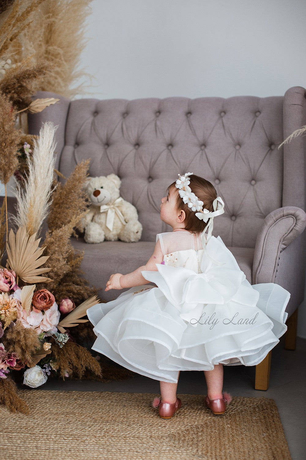 Solomiya Girl Dress in Ivory with Embroidery