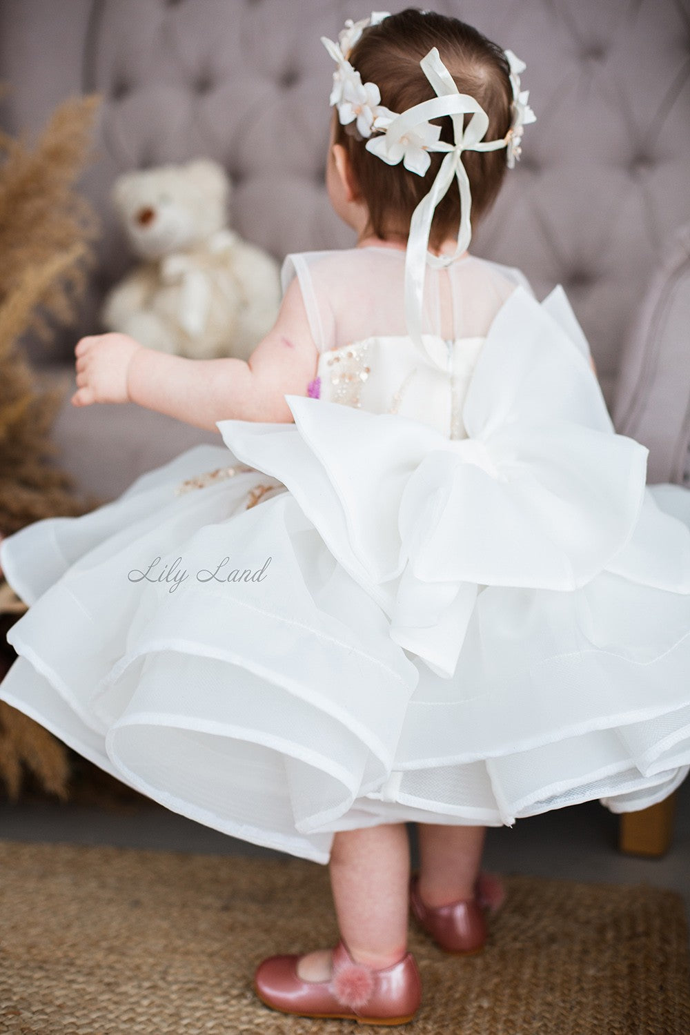 Solomiya Girl Dress in Ivory with Embroidery