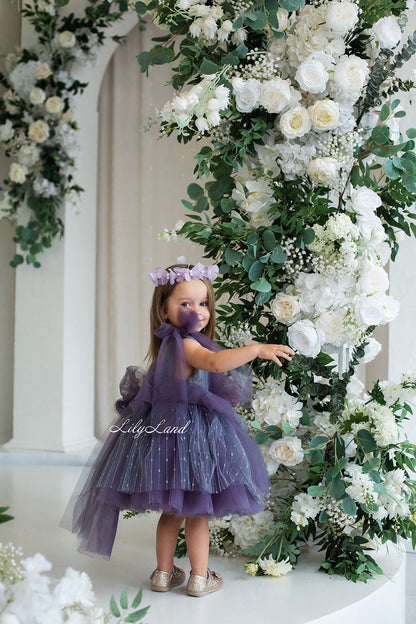 Frida Tulle Girl Dress in Dark Lavender