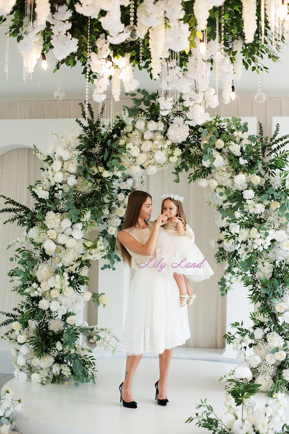 Amelie Matching Mommy and Daughter Sleeveless Lace Dress In Ivory