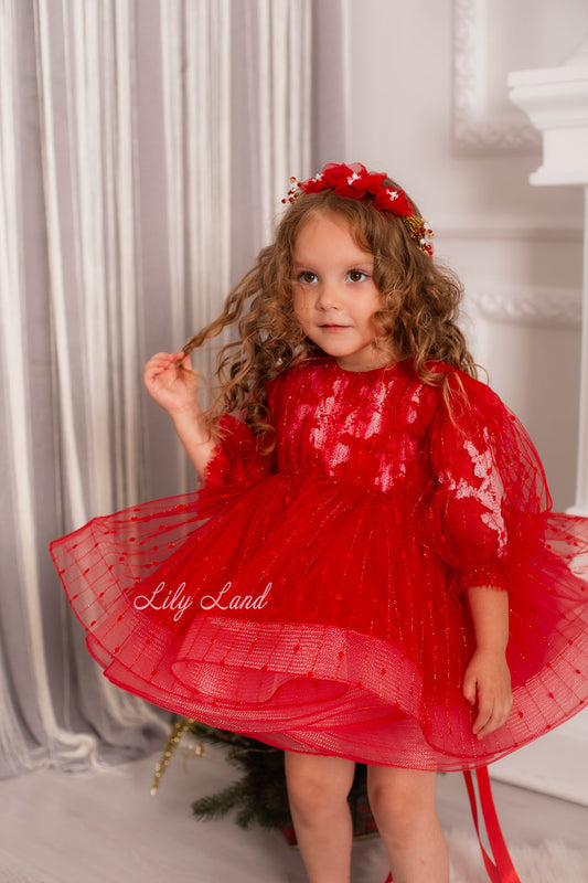 Polina Girl Dress for Special Occasion in Red