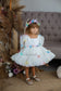 Marseille Puffy Dress in White with Multicolored Butterflies