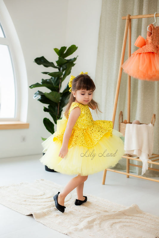 Nancy Tutu Girl Dress in Yellow Gold