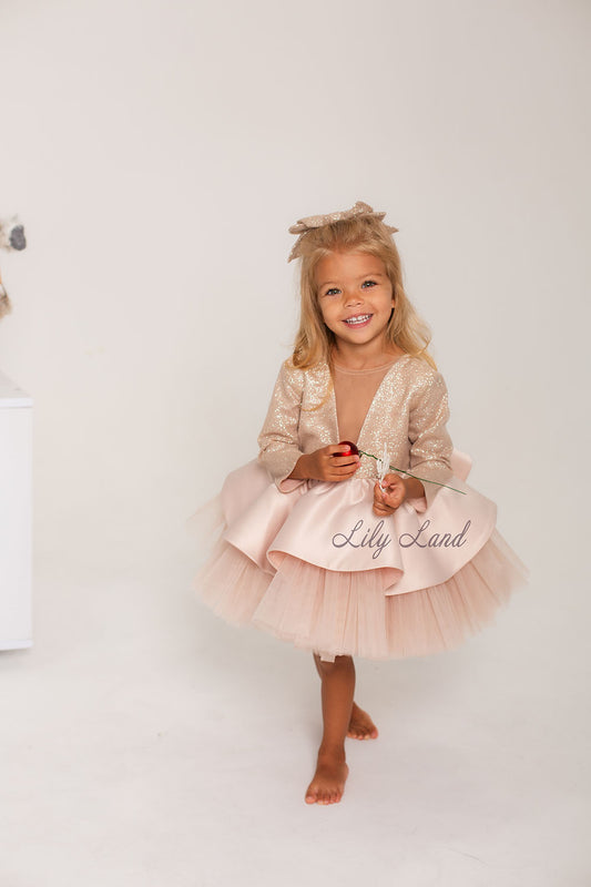Angelina Glitter Girl Dress In Gold