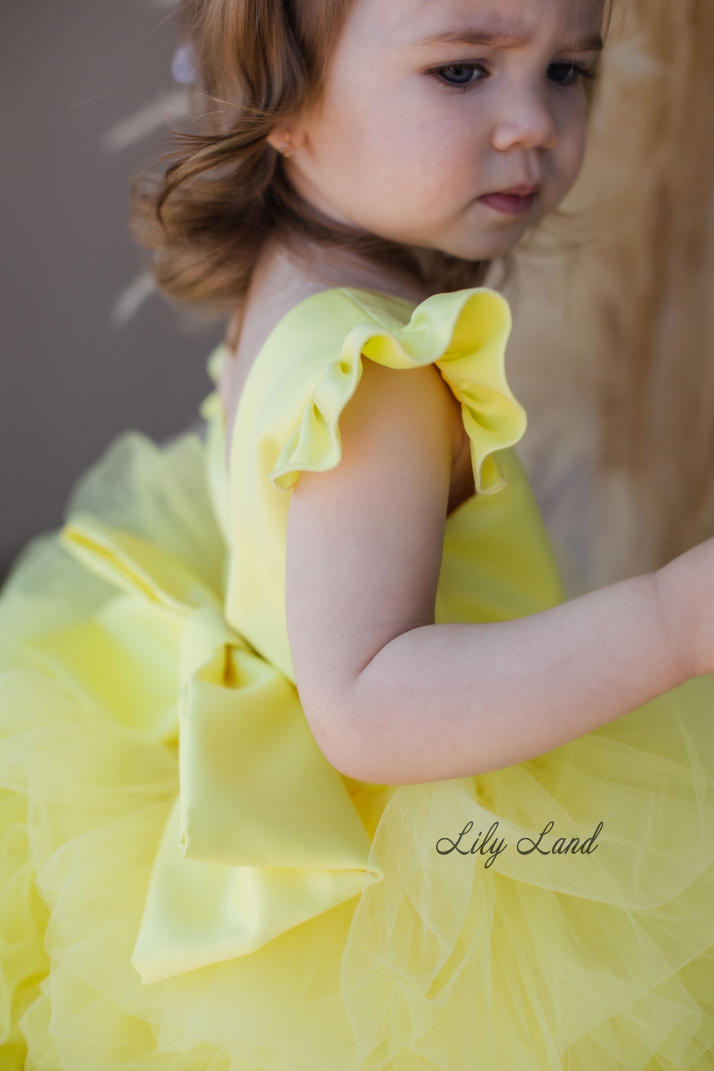 Rosa Girl Dress in Yellow Ombre with Long Train