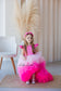 Rosa Girl Dress in Hot Pink Ombre with Long Train