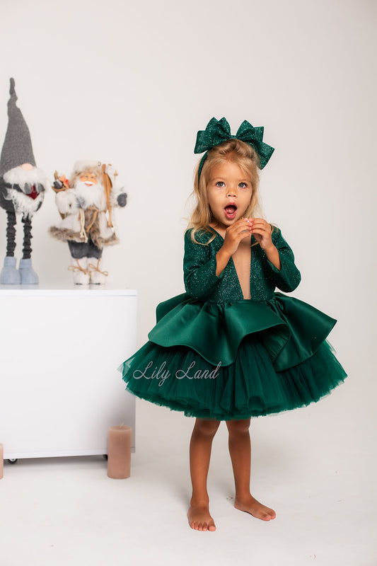Angelina Glitter Girl Dress In Green