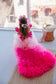 Rosa Girl Dress in Hot Pink Ombre with Long Train