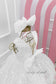 Celeste Girl Dress in White with a Mesh of Beads and Sequins
