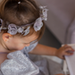 Girl Hair Accessories with Roses and Glitter Leaves in Silver