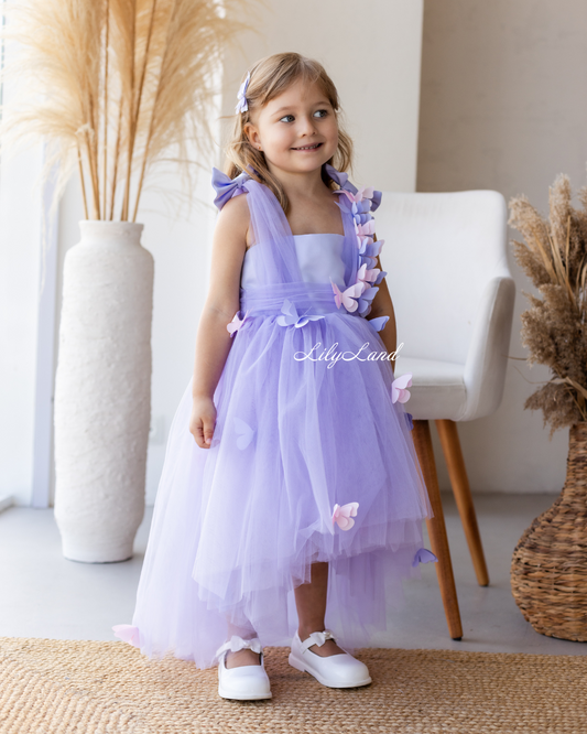 Vestido Niña Fleur con Mariposas Color Lavanda