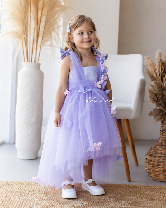 Fleur Girl Dress with Butterflies in Lavender