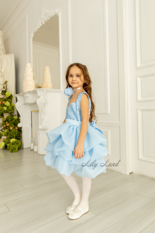 Rosalyn Girl Dress in Light Blue