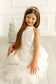 Amina Sleeveless Girl Dress with Feathers in White