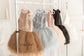 Amina Sleeveless Girl Dress with Feathers in White