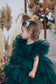 Kelly Girl Dress In Emerald Green With Train