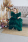 Kelly Girl Dress In Emerald Green With Train