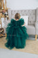 Kelly Girl Dress In Emerald Green With Train