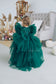 Kelly Girl Dress In Emerald Green With Train