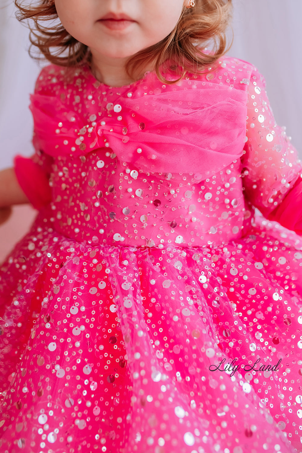 Carolina Girl Dress in Hot Pink with Beads and Sequins