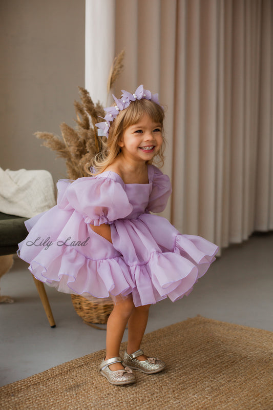 Marseille Puffy Girl Dress in Pale Lavender