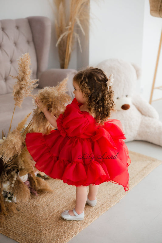 Marseille Puffy Girl Dress in Red