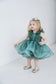 Stefania Girl Glitter Dress In Turquoise With Open Back