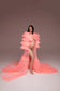 Ruffled Maternity Dress for Photoshoot in Coral with Long Train