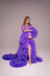 Robe for Maternity Photoshoot in Purple with Unusually Cut Train