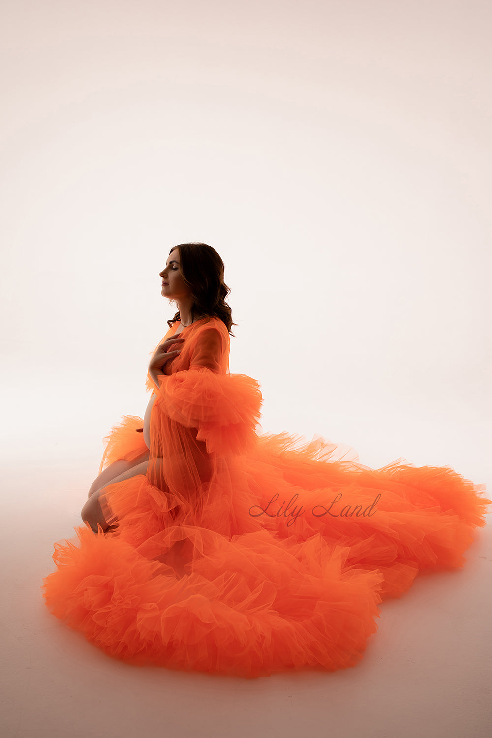 Maternity Robe for Photoshoot in Neon Orange