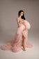 Robe for Maternity Photoshoot in Light Pink with Unusually Cut Train