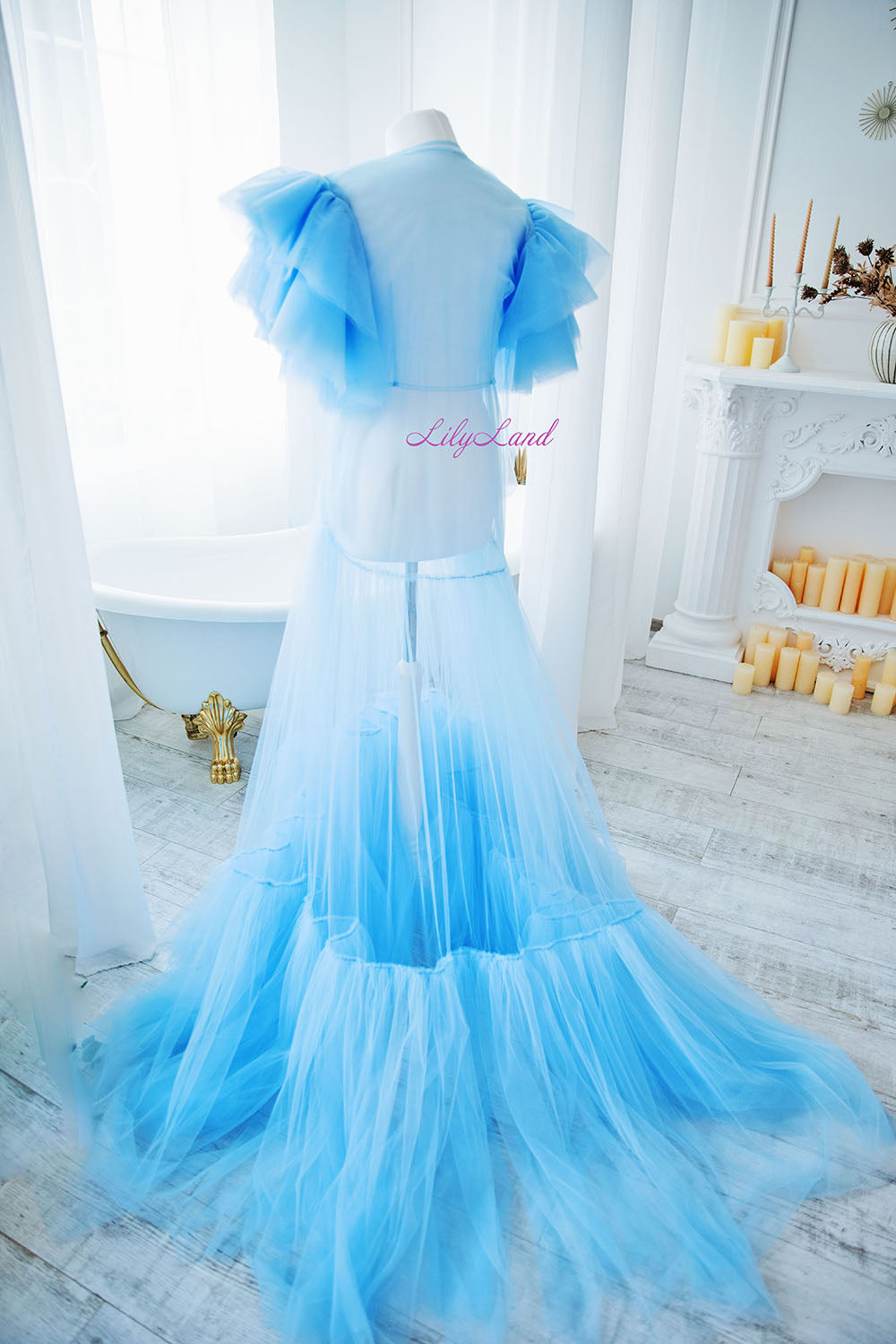 Maternity Robe in Light Blue for Photoshoot