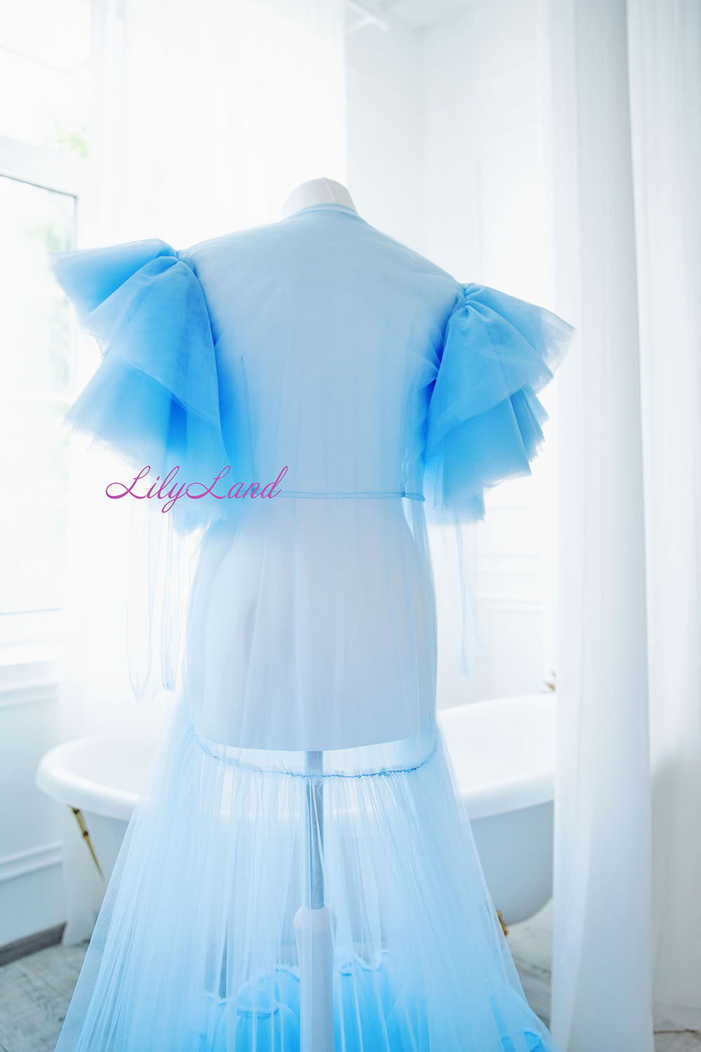 Maternity Robe in Light Blue for Photoshoot