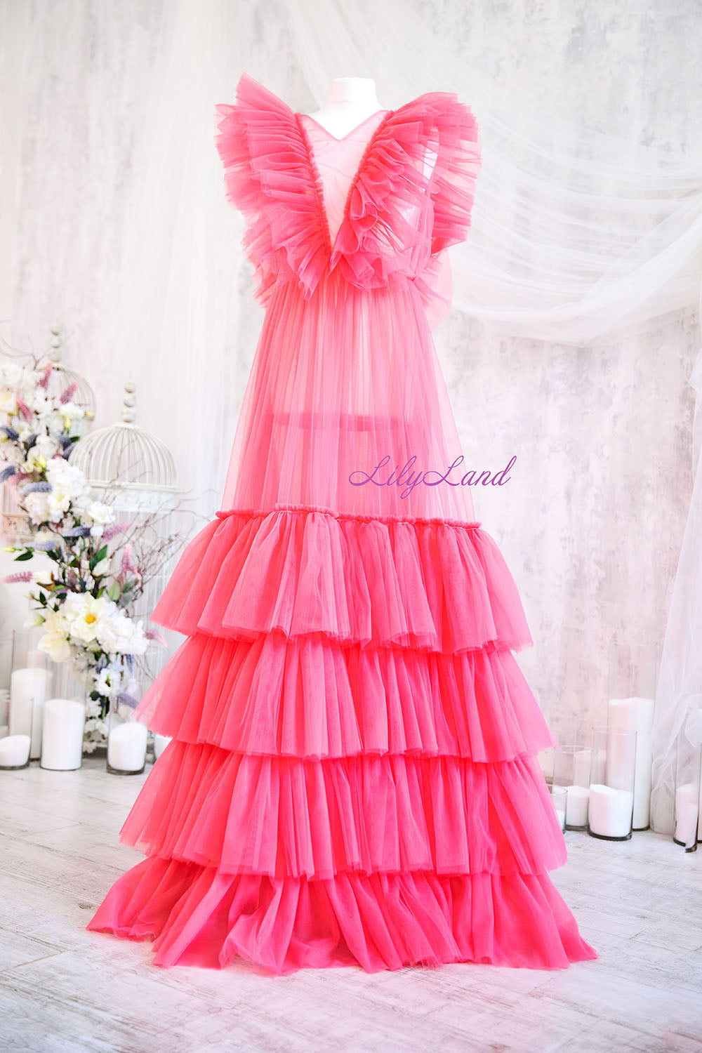 Pregnancy Maternity Photoshoot Gown in Coral