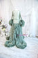 Robe for Maternity Photoshoot in Olive Color with Unusually Cut Train