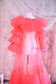 Ruffled Maternity Dress for Photoshoot in Coral with Long Train