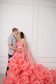 Maternity Dress in Coral with a Long Fluffy Train for Photoshoot