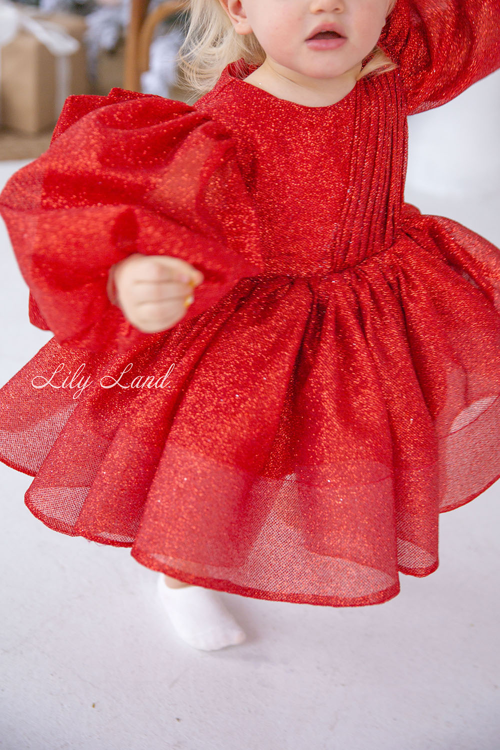 Vestido Niña Goldie En Color Rojo Con Lazo Enorme En La Espalda