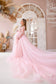 Maternity Dress in Pink with Long Fluffy Train for Photoshoot