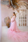 Maternity Dress in Pink with Long Fluffy Train for Photoshoot