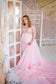 Maternity Dress in Pink with Long Fluffy Train for Photoshoot