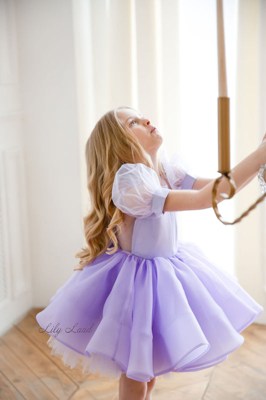 Vestido de cumpleaños de niña de flores de lavanda Alice