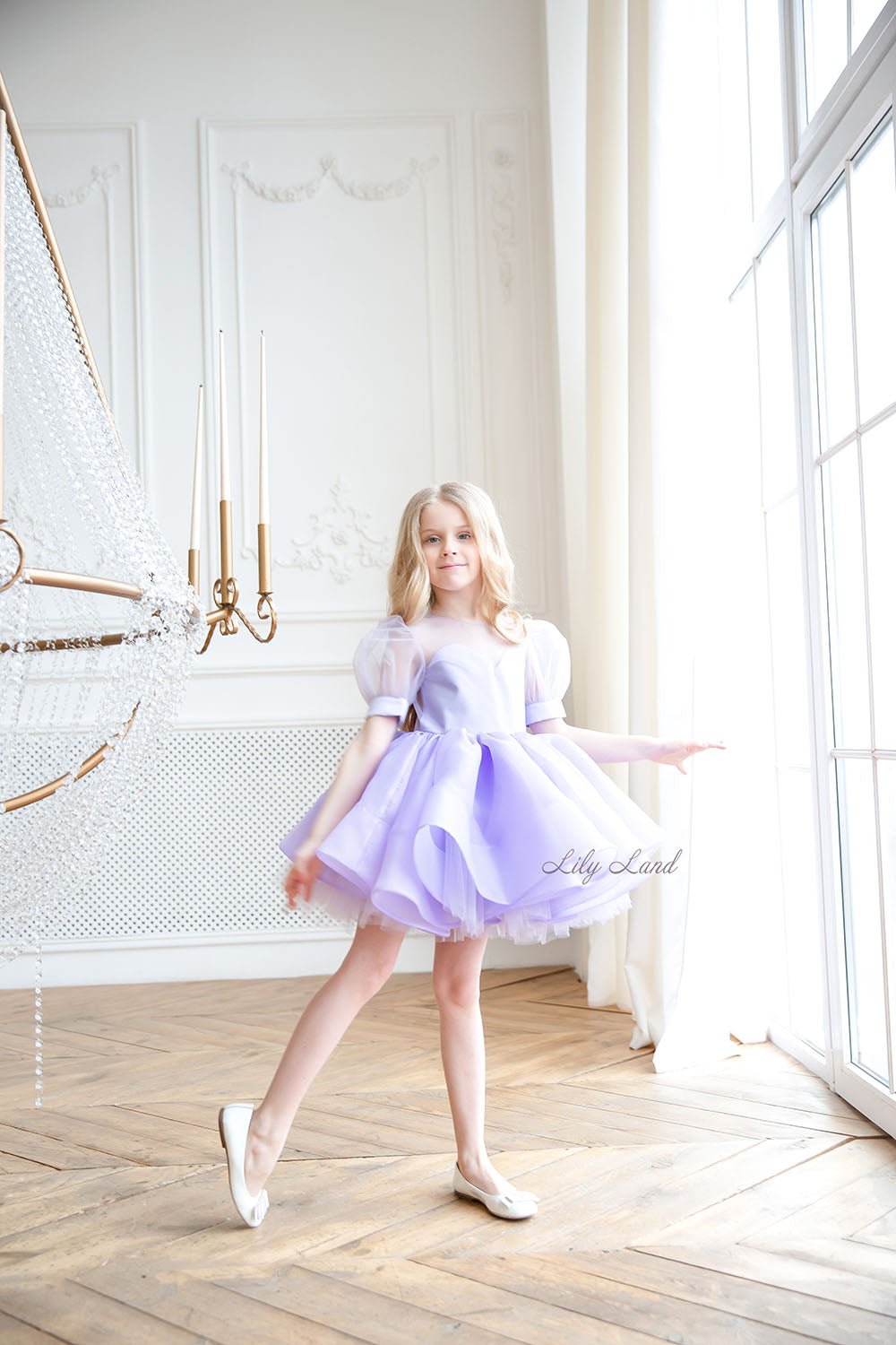 Vestido de cumpleaños de niña de flores de lavanda Alice