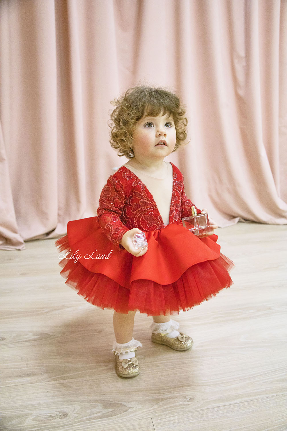 Vestido bebé niña Angelina Manga Larga Rojo Encaje