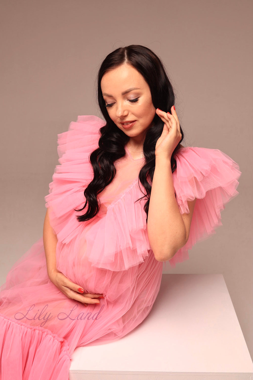 Pregnancy Maternity Photoshoot Gown in Pink