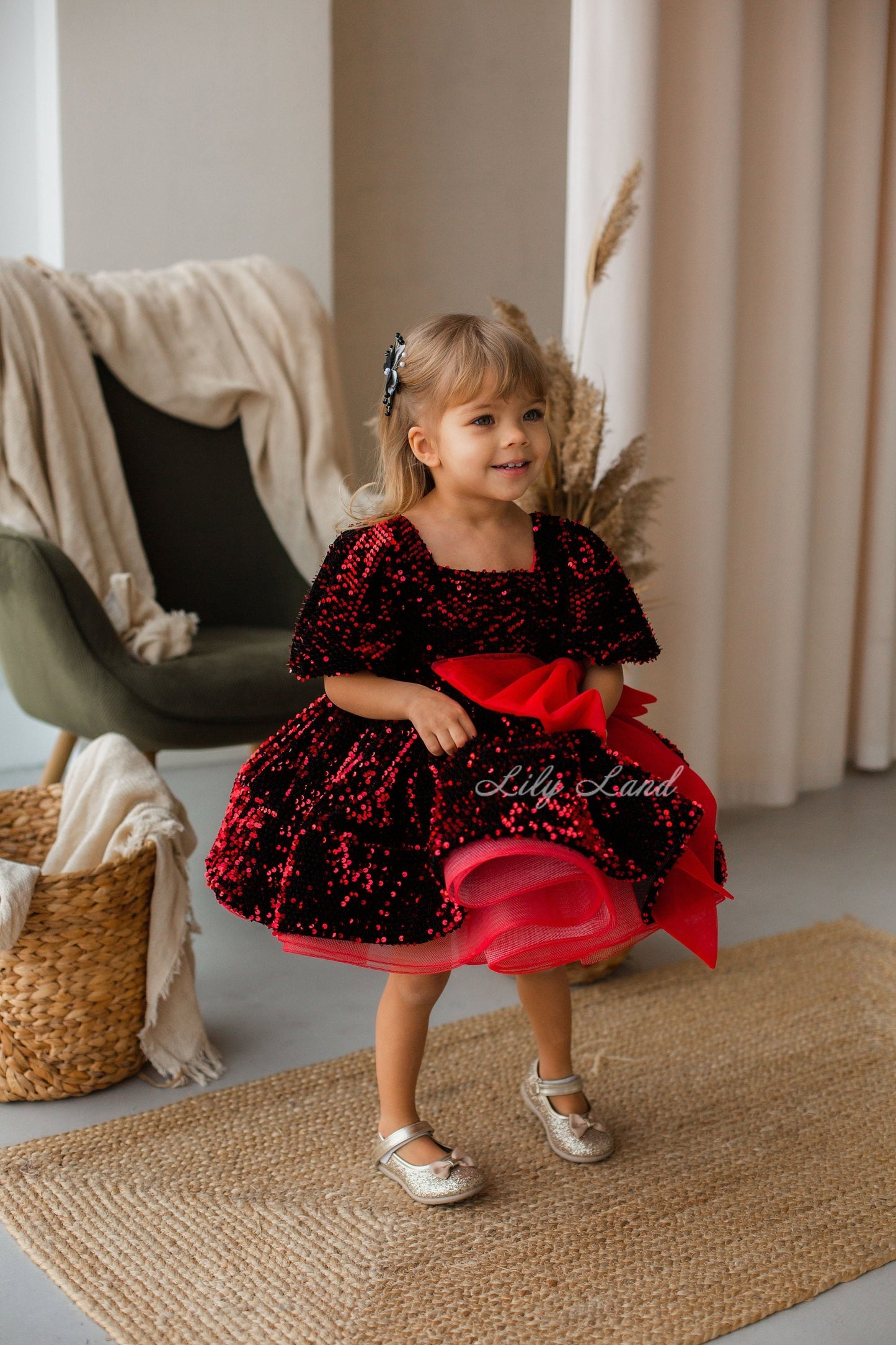 Vestido niña Vicky Sparkling Rojo &amp; Negro